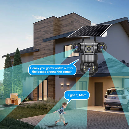 Caméra solaire V380 à 3 objectifs et 3 écran avec Puce 4g